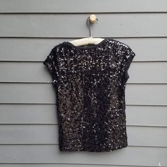 INC Black Sequin Top - Bling for the Holidays - size Med - Picture 2 of 3